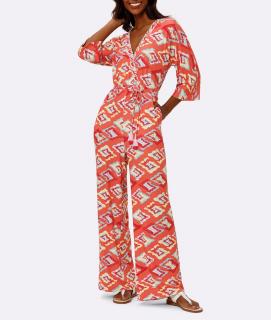 Jersey-Overall mit Printdessin koralle-mint