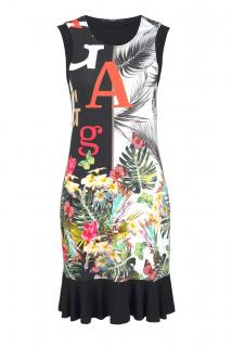 Jerseykleid bunt-schwarz