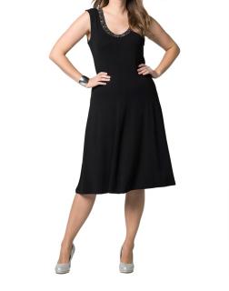 Jerseykleid mit Perlen schwarz