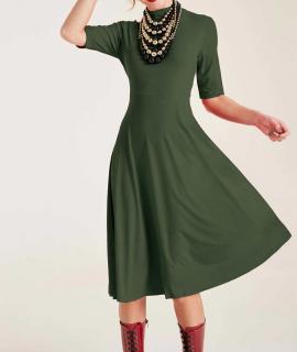 Jerseykleid mit Schluppe dunkeloliv