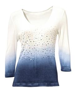 Jerseyshirt mit Pailletten ecru-blau