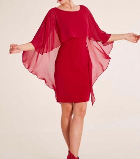 Kleid mit Chiffonüberwurf rot