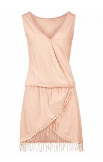 Kleid mit Fransen puder