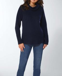 Lambswool-Rollkragenpullover marine