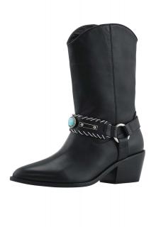 Leder-Cowboystiefel schwarz