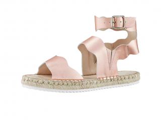 Leder-Espadrilles roségoldfarben