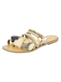 Leder-Pantolette goldfarben