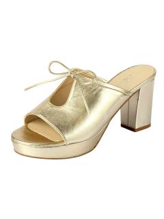 Leder-Pantolette goldfarben