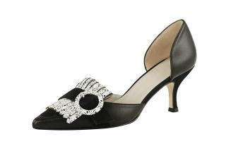 Leder-Pumps schwarz-creme