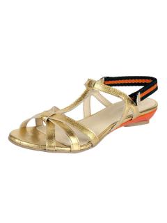 Leder-Sandalette goldfarben-orange