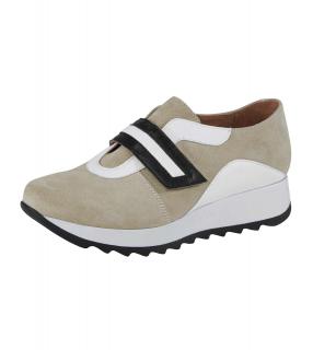 Leder-Sneaker beige-weiß