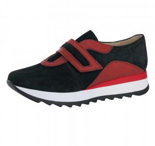Leder-Sneaker schwarz-rot