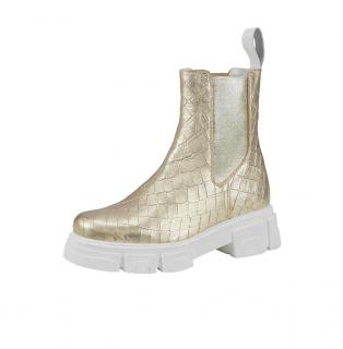 Leder-Stiefelette goldfarben