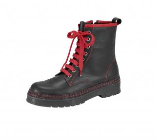 Leder-Stiefelette schwarz-rot