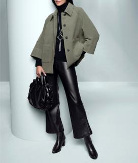 Lederimitathose mit Rundumdehnbund schwarz