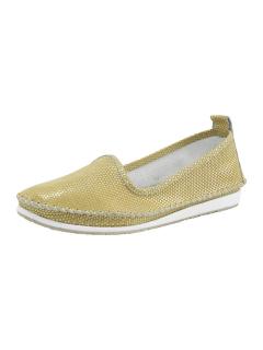 Lederslipper gelb-metallic