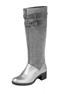 Lederstiefel grau-silberfarben