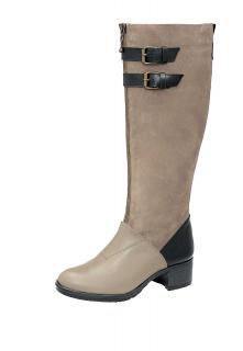 Lederstiefel taupe-schwarz