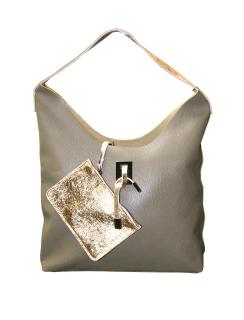 Ledertasche inkl.  Beautybag taupe-kupfer