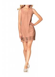 Leinen-Spitzenkleid apricot