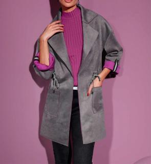 Longjacke in Doubleface-Optik anthrazit-magenta