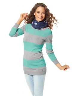 Longpullover türkis-grau