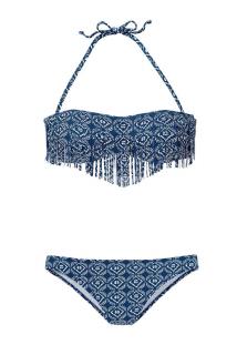 Marken-Bandeau-Bikini blau-weiß