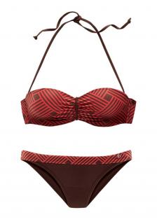 Marken-Bandeau-Bikini rot-braun