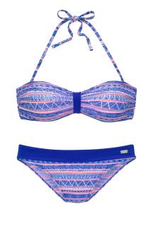 Marken-Bandeaubikini blau-lachsfarben A/B-Cup