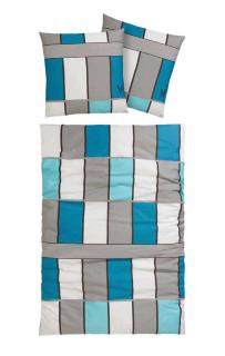 Marken-Bettwäsche blau-grau