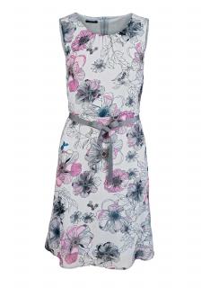 Marken-Chiffonkleid grau-pink