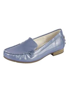 Marken-Damen-Lackleder-Slipper blaugrau