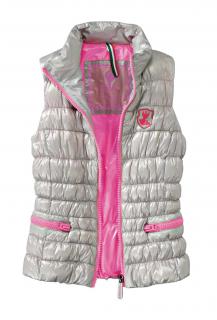 Marken-Daunenweste grau-neonpink
