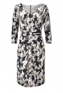 Marken-Druckkleid schwarz-offwhite