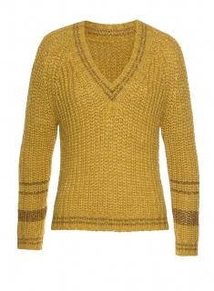 Marken-Grobstrickpullover mit Wolle gelb