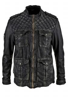 Marken-Herren-Lederjacke anthrazit-used