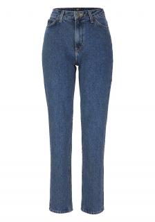 Marken-High-Waist-Jeans blau