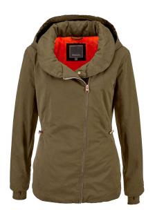 Marken-Jacke mit Webpelz khaki