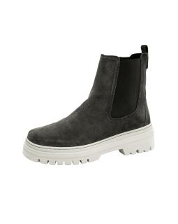 Marken-Kalb-Veloursleder-Stiefelette grau