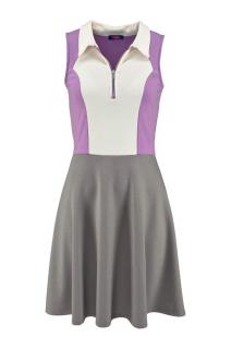 Marken-Kleid grau-flieder-ecru