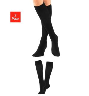 Marken-Kompressionskniestrümpfe im 2-er Pack schwarz
