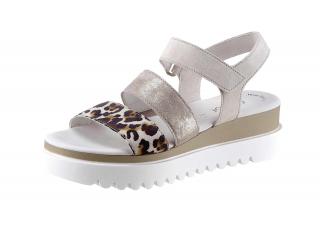 Marken-Leder-Sandalette beige-leo