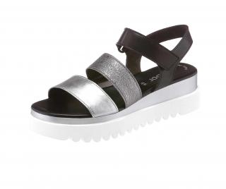 Marken-Leder-Sandalette  silber-schwarz