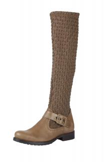 Marken-Leder-Stiefel taupe