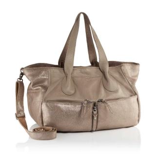 Marken-Ledertasche taupe
