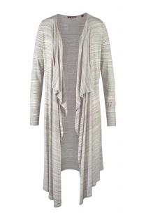 Marken-Longstrickjacke creme-grau