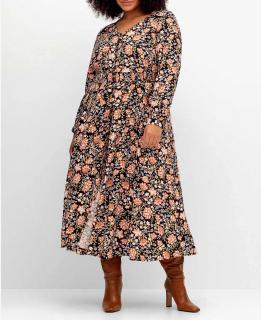 Marken-Maxi-Druckkleid schwarz-bunt