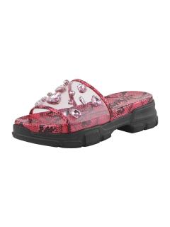 Marken-Pantolette mit Strass pink