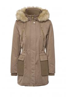 Marken-Parka mit Webpelz braun