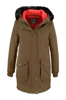 Marken-Parka mit Webpelz khaki